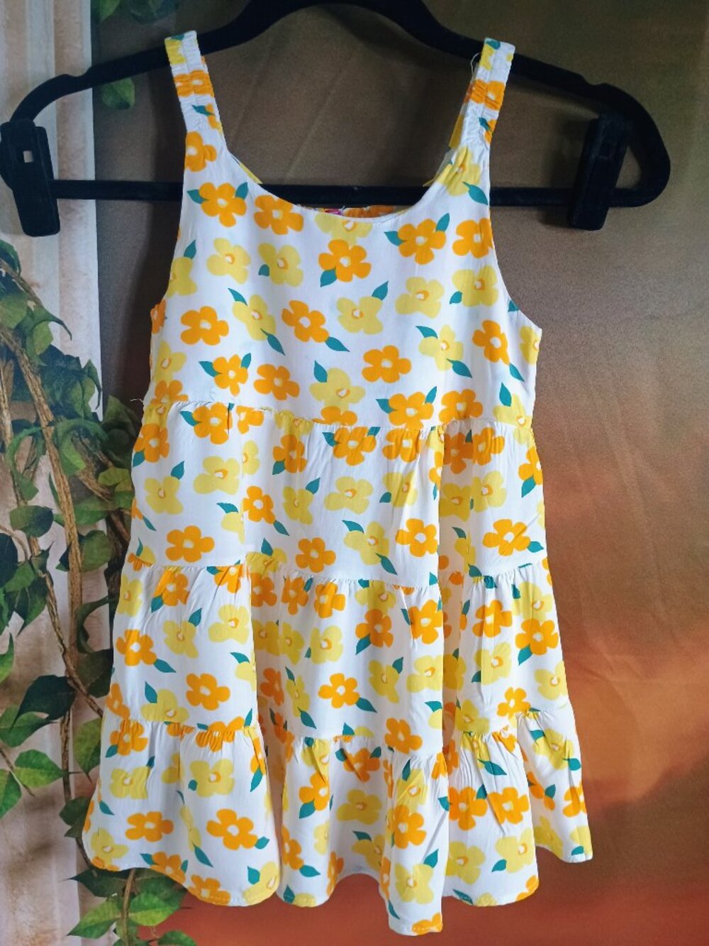 EUC Cutie Patootie Sz 5T Yellow Floral Tiered Summer Boho Sundress